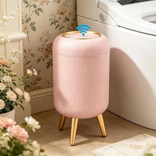 URALFA Automatic Bathroom Trash Can, Motion Sensor Trash Can Touchless