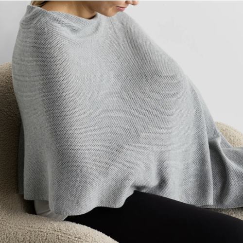 Lightweight Cotton Cashmere Nursing Shawl in Heather Grey