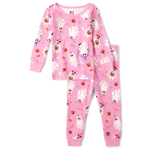 Baby And Toddler Girls Glow Ghost Snug Fit Cotton Pajamas - Pink 2T