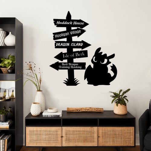 How to Train Your Dragon Pathway Sign Signage Cartoon Wall Sticker Art Decal for Girls Boys Room Bedroom Nursery Kindergarten House Fun Home Decors Stickers Wall Art Vinyl Decoration Size (20x18 inch)