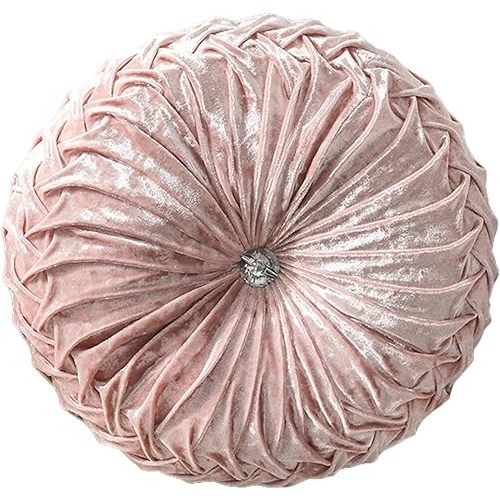 HLOVME Decorative Round Throw Pillow for Couch Bed Living Room Small Floor Pillow Cushion for Adults Kids 13.7" (A01-Pink)