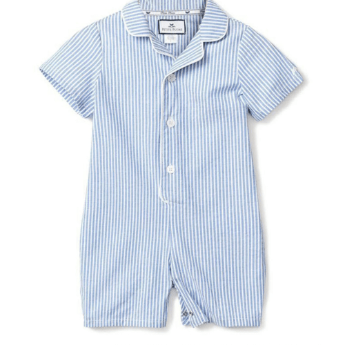 Baby's Twill Summer Romper in French Blue Heritage Stripe
