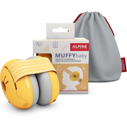 Alpine Muffy Baby Ear Protection for Babies and Toddlers up to 36 Months - CE & ANSI Certified - Noise Reduction Earmuffs - Comfortable Baby Headphones Against Hearing Damage & Improves Sleep - Yellow