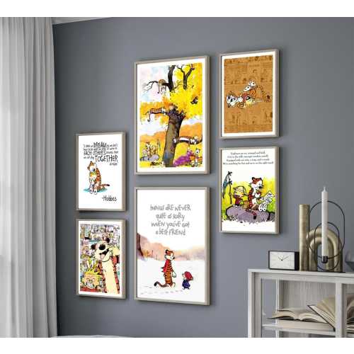 Cal.vin and Hobbes Comic Stripe Multiple Style Poster, Cute Cartoon Poster, Calvin-Hobbes Gift for Book Lover, Decor Home, Office, Classroom