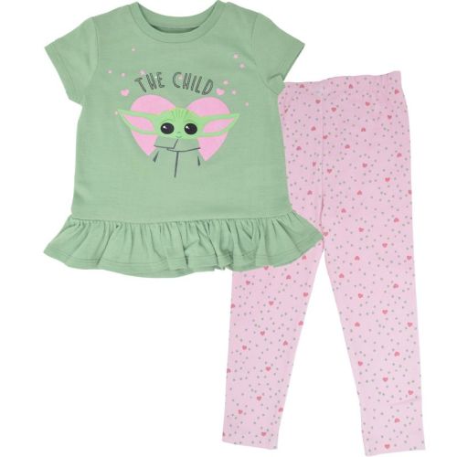 Star Wars The Mandalorian The Child Infant Baby Girls T-Shirt and Leggings Outfit Set Green 12 Months