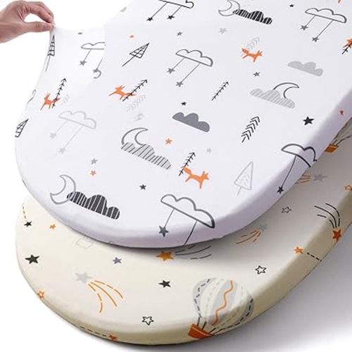 Stretch Fitted Bassinet Sheet Set BROLEX 2 Pack Cradle Sheets for Bassinet Pad/Mattress,Unisex Boys Girls,Ultra Soft,Starsmoon Balloon
