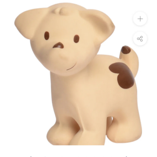 Puppy Organic Natural Rubber Rattle, Teether & Bath Toy