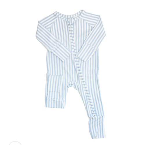 Sleep Romper - French Blue Mini Stripe 6-12 months