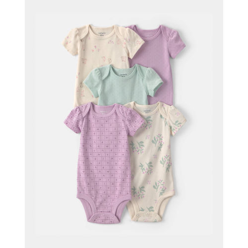Baby Girl 5-Pack Floral Multipack Bodysuits - Purple/Green