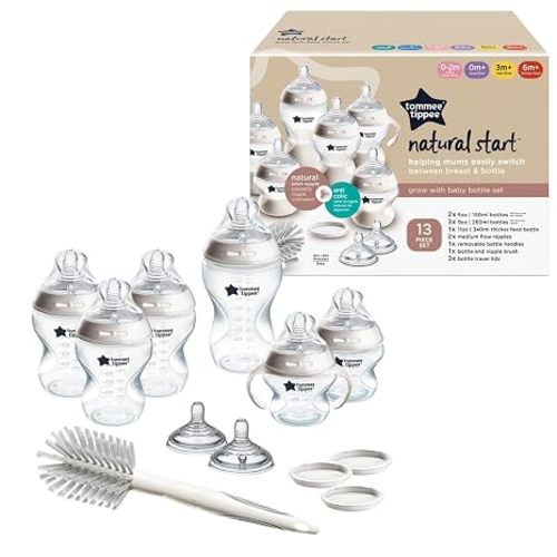 Tommee Tippee Natural Start Baby Bottle Set, Breast-Like Nipples, 0m+