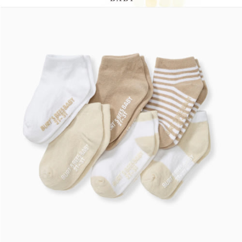 Solid & Stripes Organic Cotton Baby Ankle Socks 6 Pack - Oat