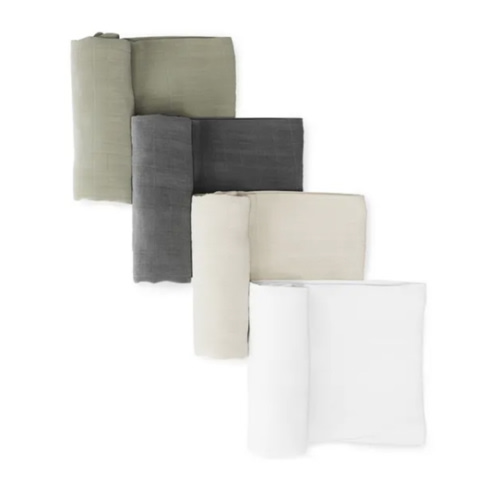 Organic Breathable Swaddle Blankets 4-Color Pack
