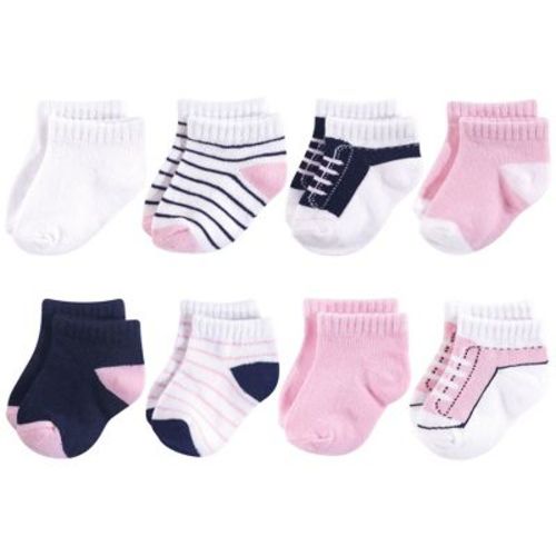 Yoga Sprout Baby Girls Socks, Light Pink Navy, 0-6 Months