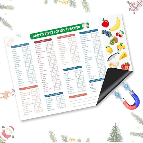 Baby’s First Foods Tracker Fridge Magnet – 101 Foods Before 1 Baby Food Checklist & Daily Log, Baby Nutrition Recipes – Reusable Dry Erase Chart for Fridge, Perfect for New Parents (10x14in)