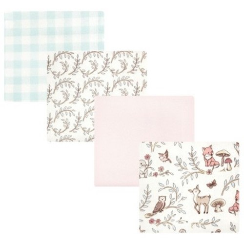 Hudson Baby Infant Girl Cotton Flannel Receiving Blankets, Girl Woodland Pals