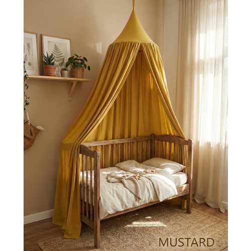 Mustard Cotton Canopy for Kids, Boho Nursery Decor, Montessori Reading Corner Tent, Hanging Crib Baldachin