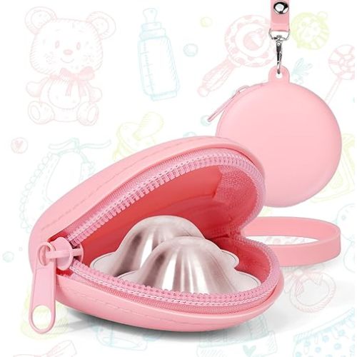 Silver Nursing Cups Case Silicone,Nipples Shield Holder for 16-28mm Breast Feeding Nipple Shield Holder for Sore Nipple Covers Breastfeeding Essentials Must Haves Reusable