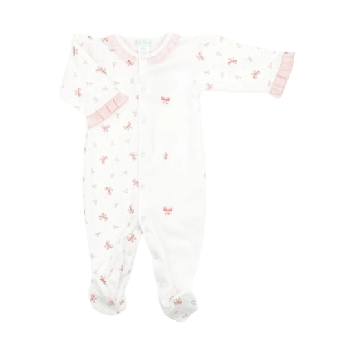 Bows Print Pima Cotton Footie