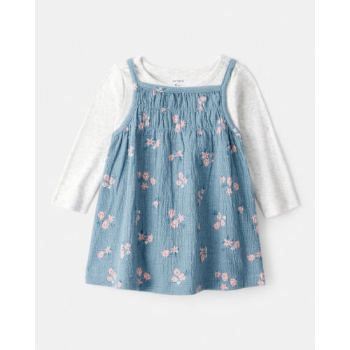 Baby Girl 2-Piece Floral Long-Sleeve Dress Set - Blue - Carter's | Carter's