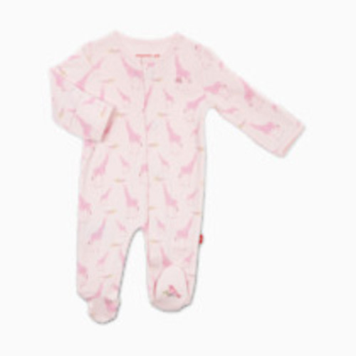 Magnetic Me Organic Cotton Footie - Pink Jolie Giraffe, 0-3 M