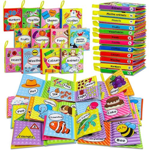 Amazon.com: OKOOKO 12PCS Soft Baby Books, Soft Cloth Books, Bath Toys, Crinkle Washable Non-Toxic Early Education Preschool Learning Toy for Newborns Babies Infants Toddlers Kids : Baby