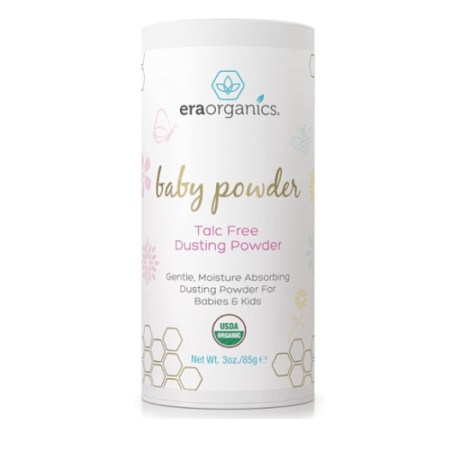Era Organics Talc-Free Organic Baby Powder - USDA Organic Dusting Powder with Arrowroot, Calendula and Cornstarch for Newborns, Babies or Toddlers - Soothing, Fragrance Free, Made in USA (3oz/85g)