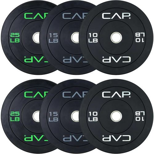 CAP 2-inch Olympic Bumper Plate Weight Set | 100-370 lbs | Multiple Colors | Storage Rack Optional