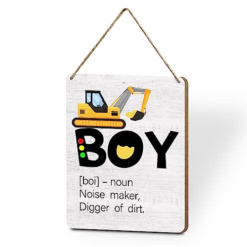 Construction Truck Nursery Sign Wall Art Inspirational Boys Room Decor Rustic Wood Sign Living Room Wall Decor Wall Hanging Decor Decorative for Farmhouse Home Boys Bedroom Playroom