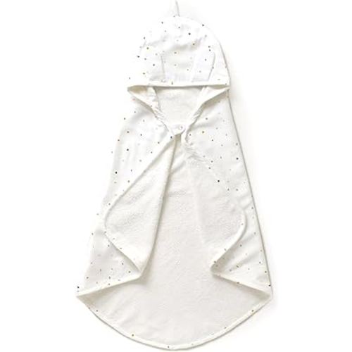 MakeMake Organics Organic Cotton Hooded Towel Baby Toddler GOTS Certified Organic Cotton Beach Poncho Towel Large Absorbent Non Toxic Neutral (Dotty, Diagonally 35"x35")
