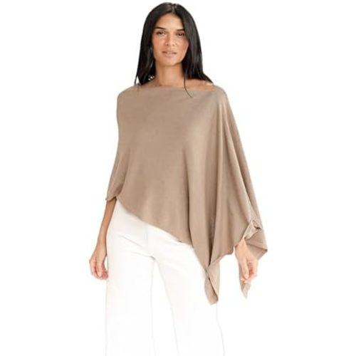 Caroline Grace Cashmere Blend Poncho by Alashan Lightweight & Super Soft - 95% Cotton 5% Cashmere - Great Gift Item