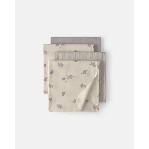 Baby 4-Pack Elephant Receiving Blankets - Grey/Cream | Carter's