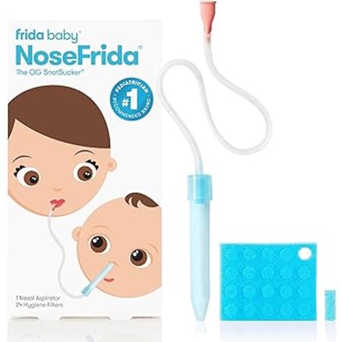 Frida Baby NoseFrida Nasal Aspirator, Snot Sucker Suitable for Newborns and Babies, Baby Nose Sucker + 24 Extra Hygiene Filters