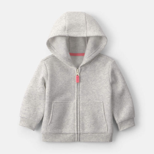 Baby Girl Fleece Zip-Up Hoodie - Grey | Carter’s Oshkosh Canada