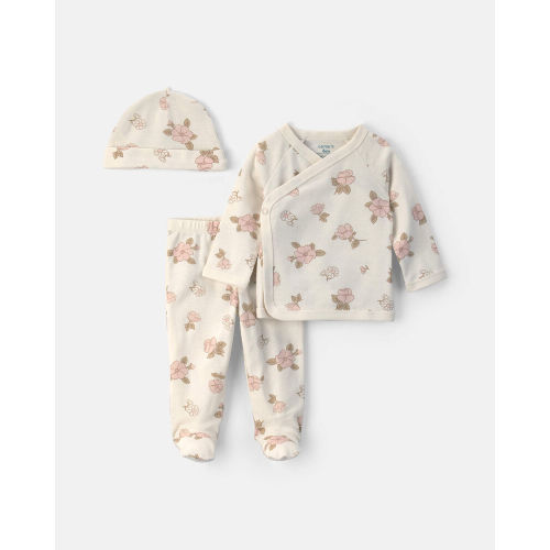 Baby Girl 3-Piece Floral Long-Sleeve Top & Pant Set - Cream | Carter’s Oshkosh Canada