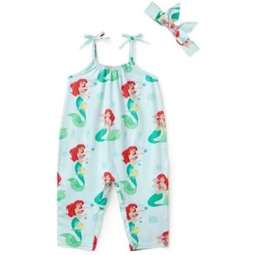Disney Frozen Elsa Princess Minnie Stitch Marie Girls Romper with Bow Tie Strap and Headband Cute Jumpsuit for Baby & Toddler
