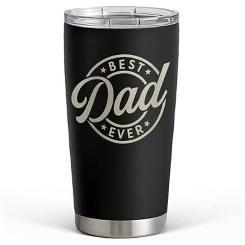 SANDJEST Best Dad Ever Tumbler with Lid - 20oz Insulated Stainless Steel Cup- Coffee Mug for Sport Travel Office, Gift for Father’s Day Birthday