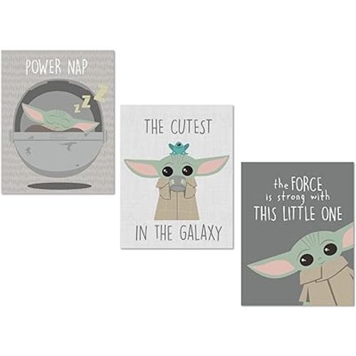 Lambs & Ivy Star Wars The Child/Baby Yoda Unframed Nursery Wall Art Decor 3pc