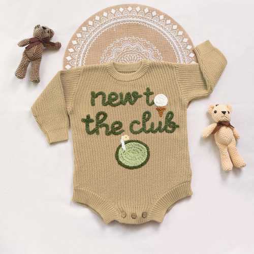New To The Club Newborn Outfit, Baby Golf Sweater Romper, Pregnancy Baby Announcement, Mini Golf Onesies, Gift for New Mom Dad