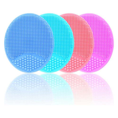 4 Pack Face Scrubber,Soft Silicone Facial Cleansing Brush Face Exfoliator Blackhead Acne Pore Pad Cradle Cap Face Wash Brush