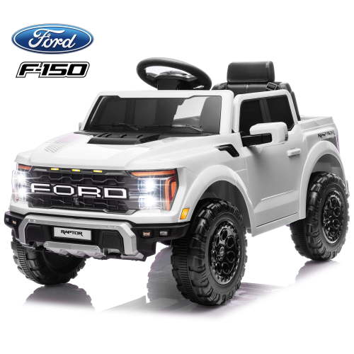iYofe Ford Ride on Car, 12V F150 Raptor for Kids 3-6, Remote Control, Bluetooth, White