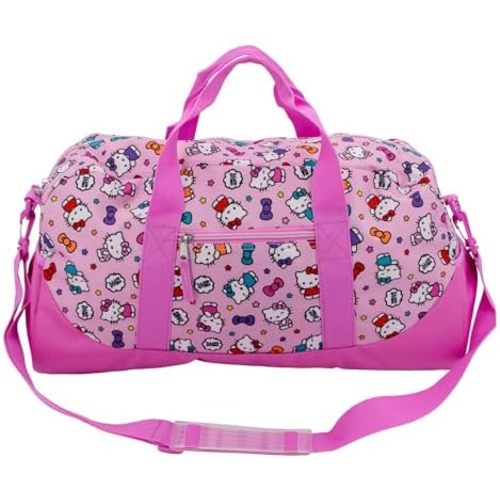 Hello Kitty Duffle Bag, 16” Travel Sleepover Bag for Girls, Weekender Bag, Pink Dance Bag
