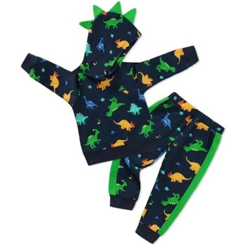 Baby Boy Clothes Infant Toddler Fall Winter Outfits Little Dinosaur Printed Long Sleeve Hoodie Tops+Pants 2Pcs Set