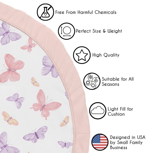 Sweet Jojo Designs Pink and Purple Shabby Chic Butterfly Girl Baby Tummy Time Playmat - Colorful Butterflies Pastel Watercolor