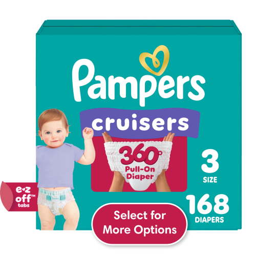 Pampers Cruisers 360 Baby Diapers Size 3, 168 Count (Select for More Options)