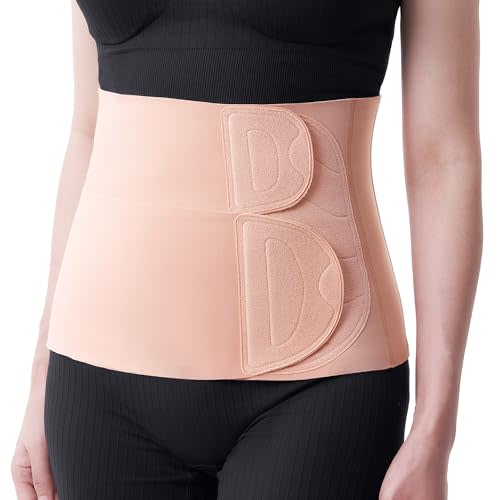 Momcozy Ergowrap Postpartum Belly Band, 3D Abdomen Lifting & Ergonomic Back Support Abdominal Binder, Seamless & Invisible Wrap Shapewear for Postpartum C-Section Recovery, Daily Wear, Exercise