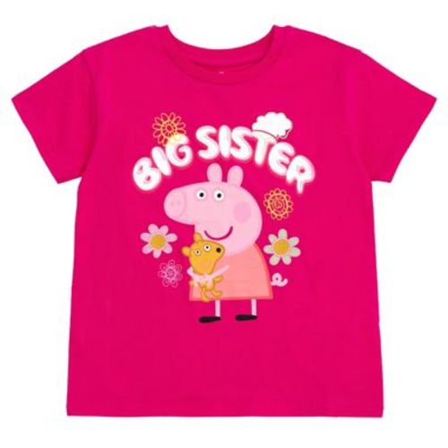 Peppa Pig Toddler Girls Drop Shoulder T-shirt Bright Pink Big Sister 3t