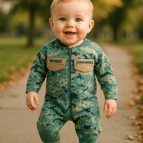 Marine Woodland Baby Uniform Crawler w Boots