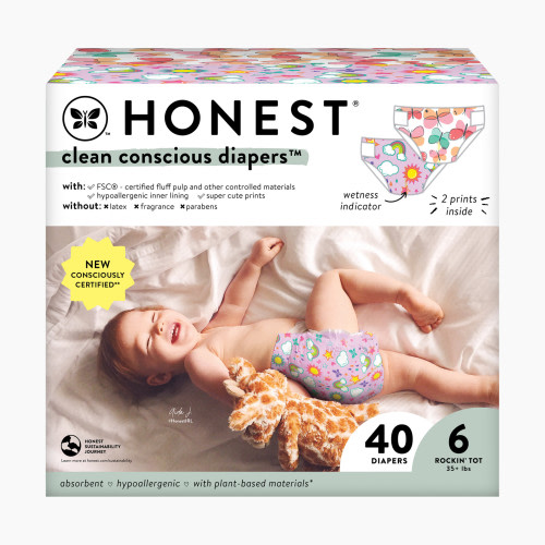 The Honest Company Clean Conscious Disposable Diapers - Sky's The Limit + Wingin It, Size 6, 40 Count