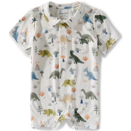 Angel Dear Baby Boys Bamboo Soft Dinos Polo Romper
