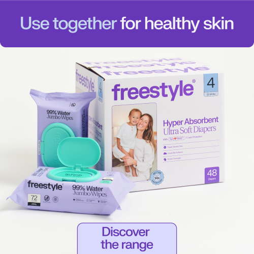 Freestyle Soft Jumbo Baby Wipes for Sensitive Skin, Unscented, 3 Flip-Top Packs, 216 Total Count